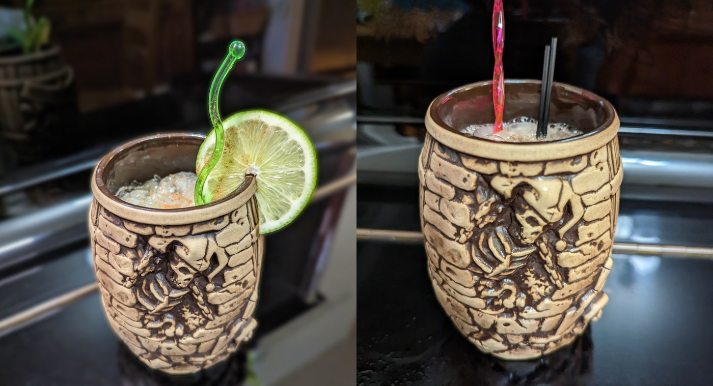 Two tiki cocktails, much alike...